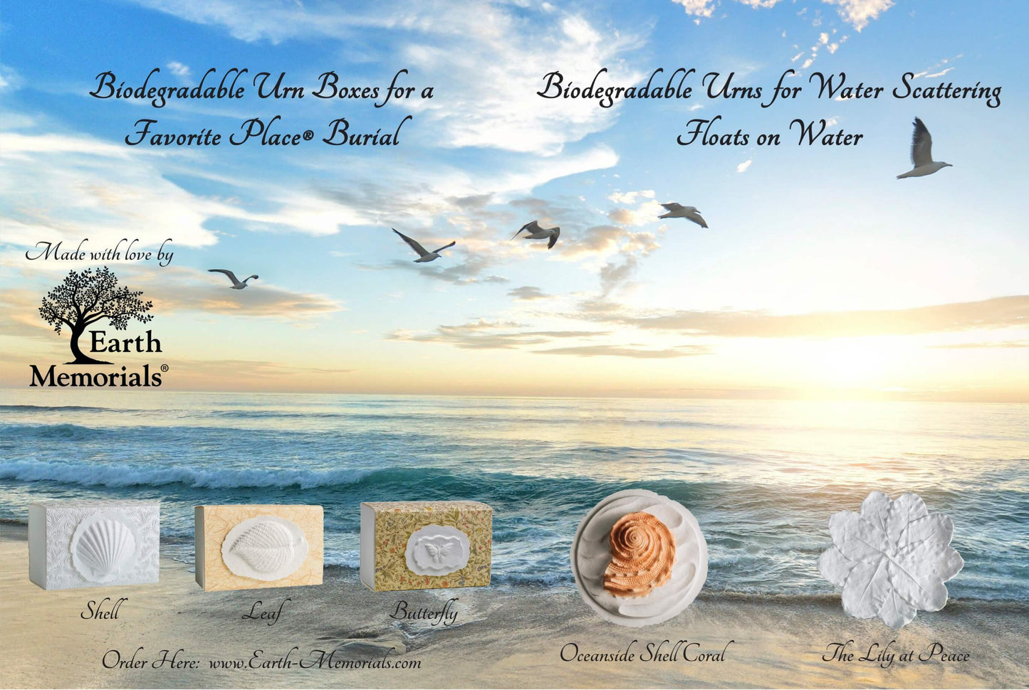 Rose Small - The FAVORITE PLACE® Small Burial Biodegradable Urn for Human Ashes, Ocean or Earth Burial Cremation Urn